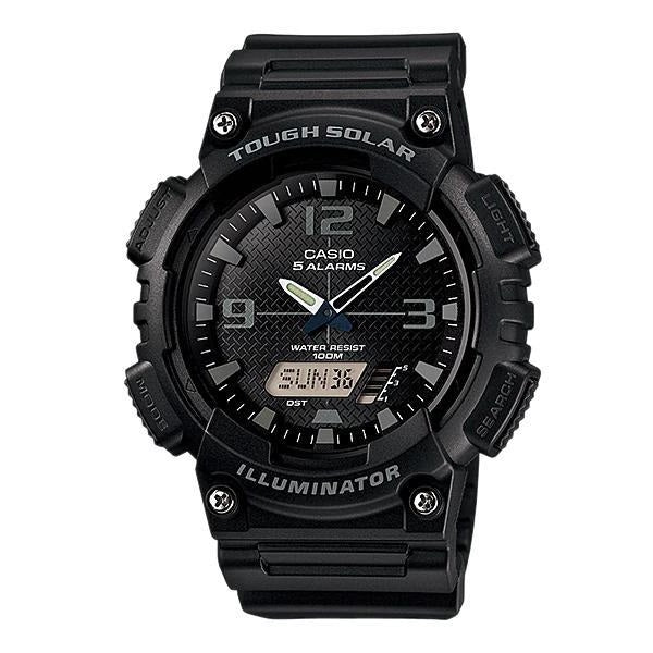 AQ-S810 Reloj Casio para Hombre Pulsera de Caucho Doble hora Tough Solar Illuminator