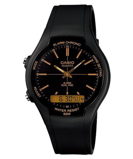 AW-90 Reloj Casio para Hombre Pulsera de Caucho Doble hora Alarma Cronómetro