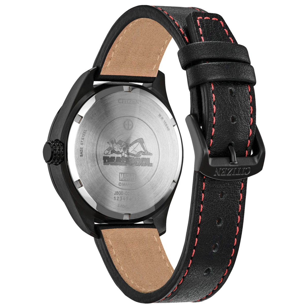 AW0145-02W Reloj Citizen Here comes Deadpool Marvel Edition de caballero cuero