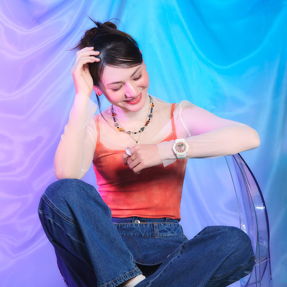 BGA-280 Baby-G Reloj para Mujer Pulsera de Caucho Doble hora