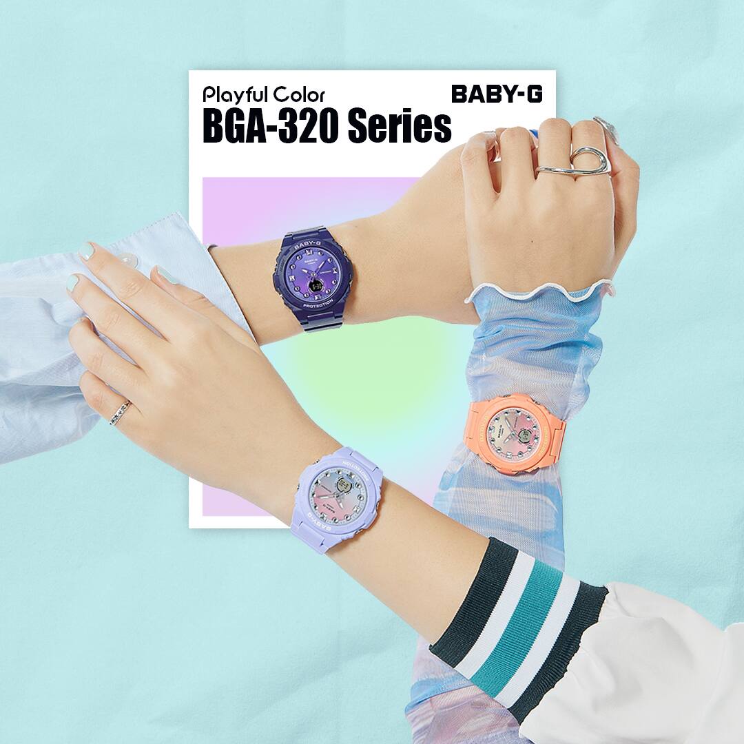 BGA-320-1A Baby-G Reloj Doble hora Pulsera de Caucho para dama