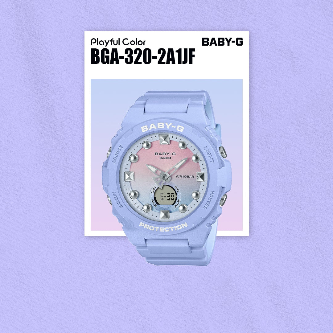 BGA-320-1A Baby-G Reloj Doble hora Pulsera de Caucho para dama