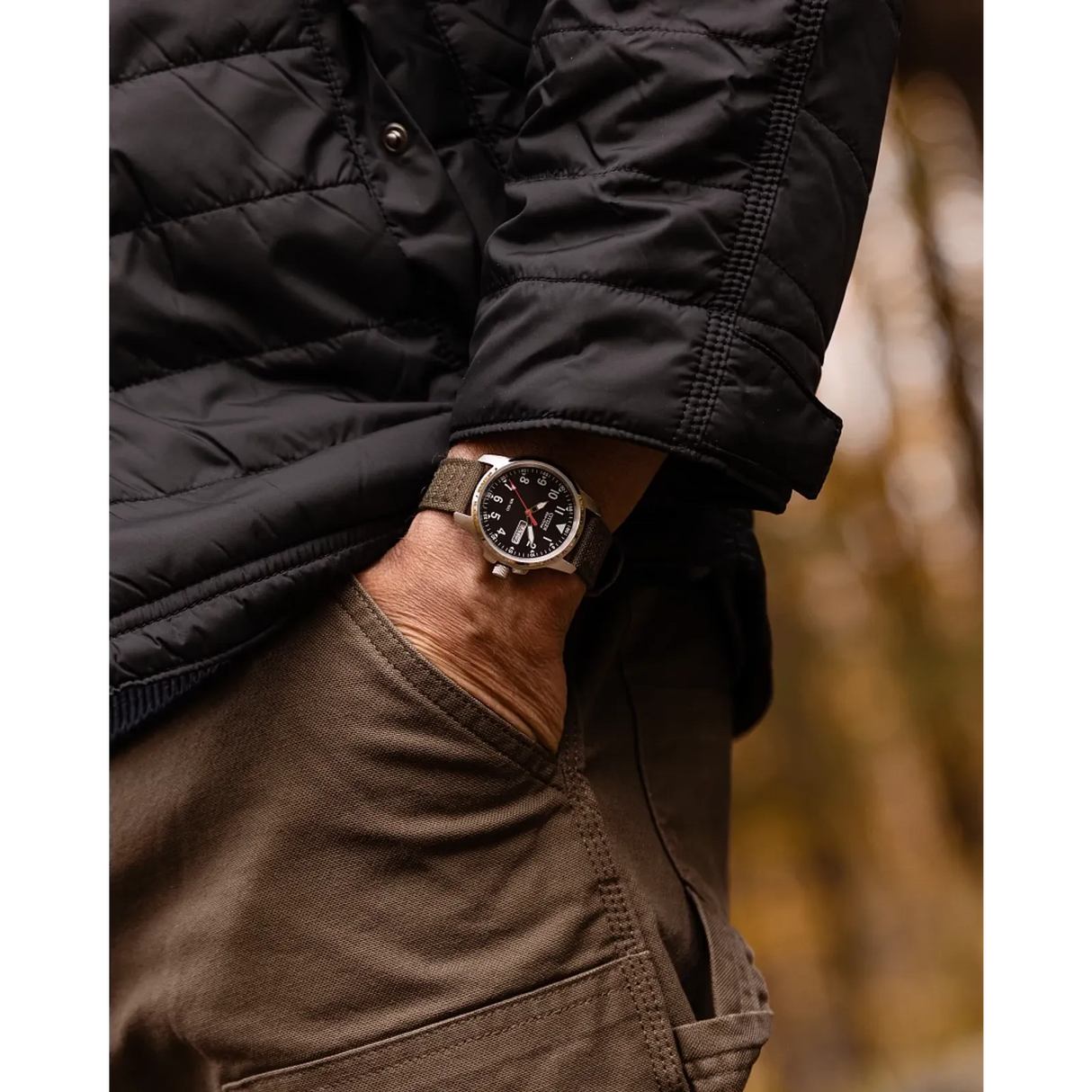 BM8180-03E Reloj Citizen Garrison de hombre pulsera de tela