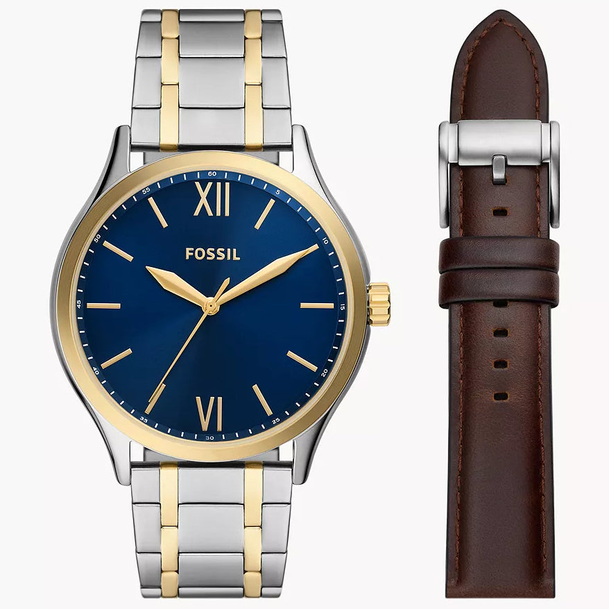 BQ2786SET Reloj Fossil Fenmore de hombre correa de metal & correa de cuero 44mm