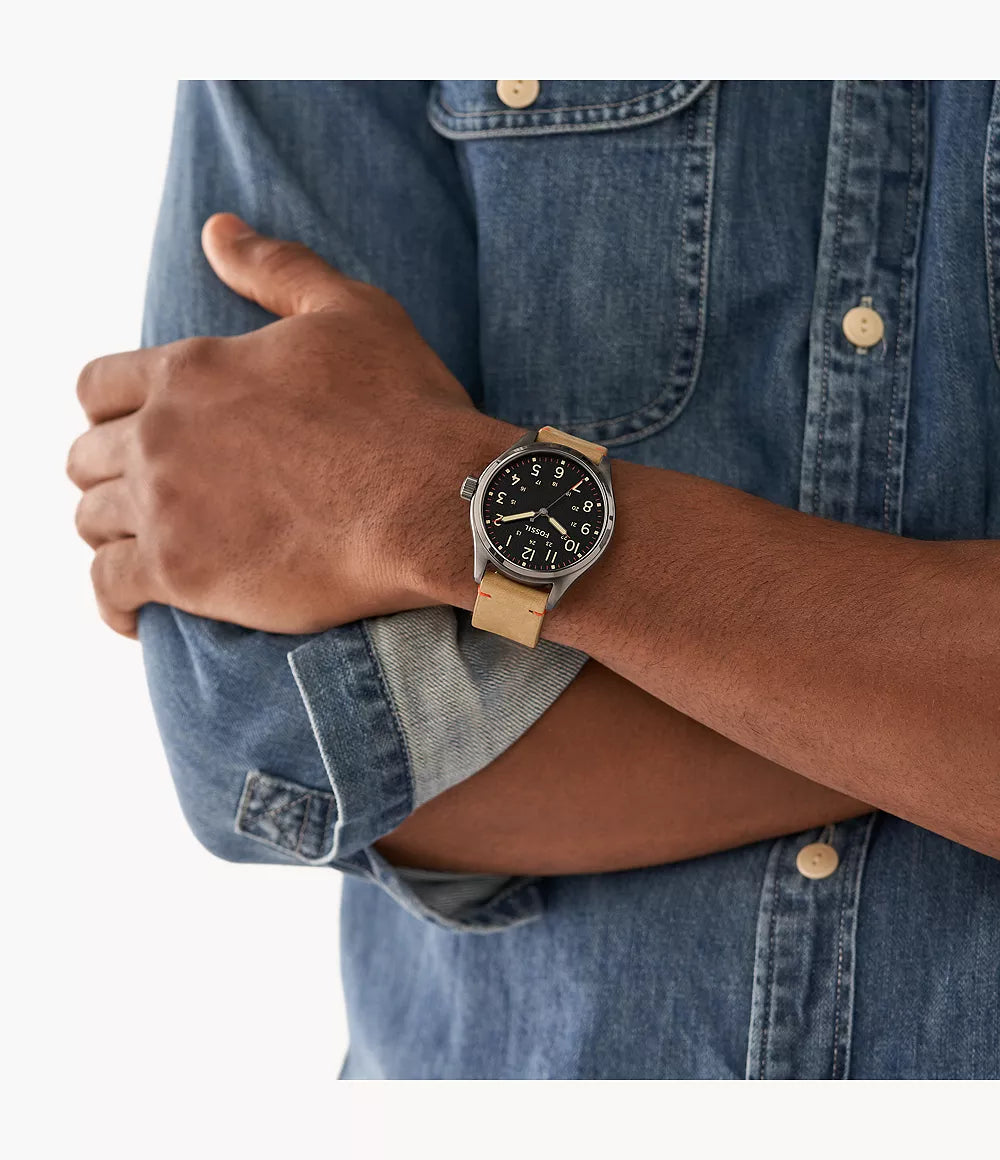 Fossil Easton Reloj para Hombre Pulsera de Cuero Análogo