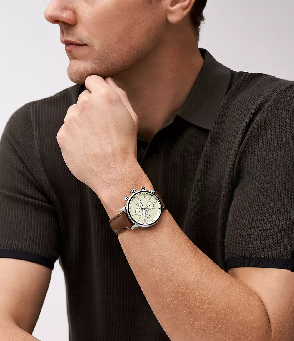 Reloj Fossil Rhett de caballero pulsera de piel