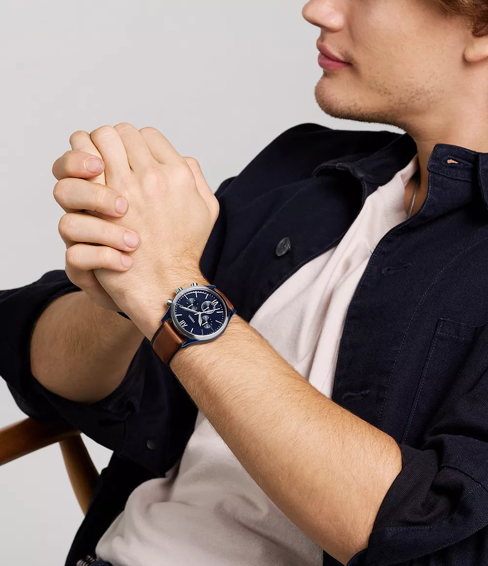 Fossil Fenmore Multifunction Reloj para Hombre Pulsera de Cuero Análogo