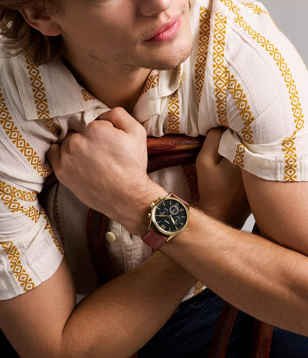 Fossil Fenmore Multifunction Reloj para Hombre Pulsera de Cuero Análogo