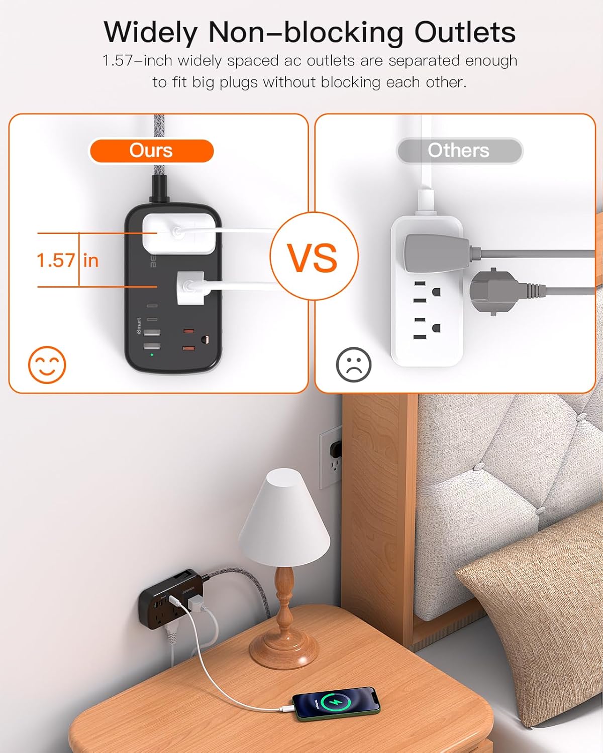 BS621BM Regleta BESHON con USB C, 6 tomas