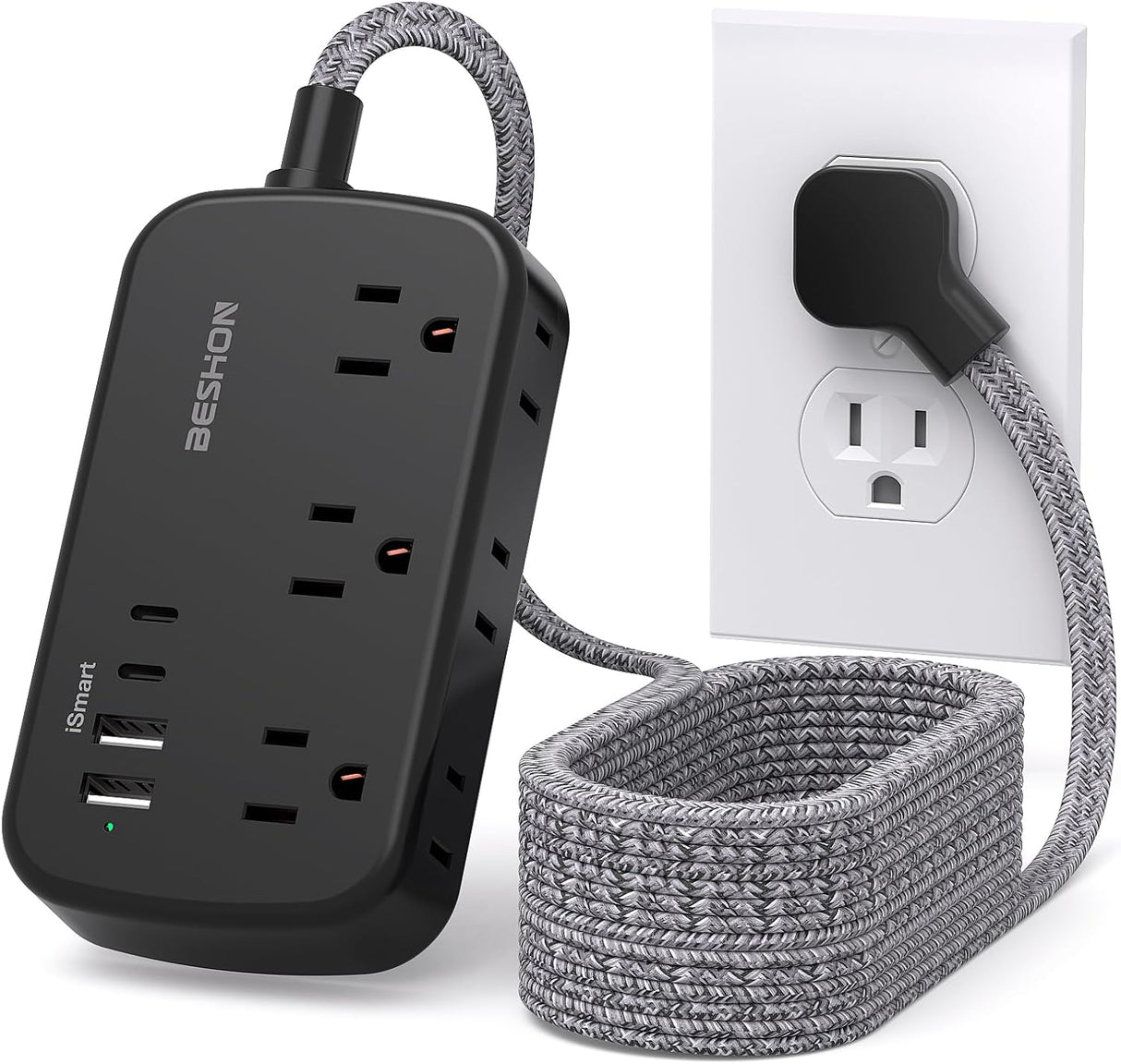 BS621BM Regleta BESHON con USB C, 6 tomas