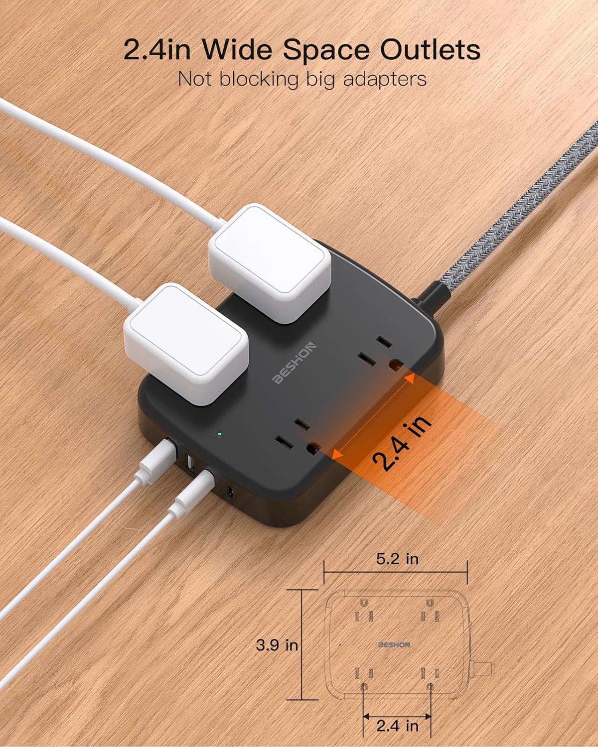 BS921BL Regleta Beshon 4 tomas 4 usb a/c