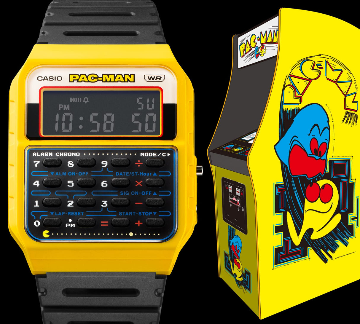 CA-53WPC-1B Reloj Casio Pac-Man unisex pulsera de resina