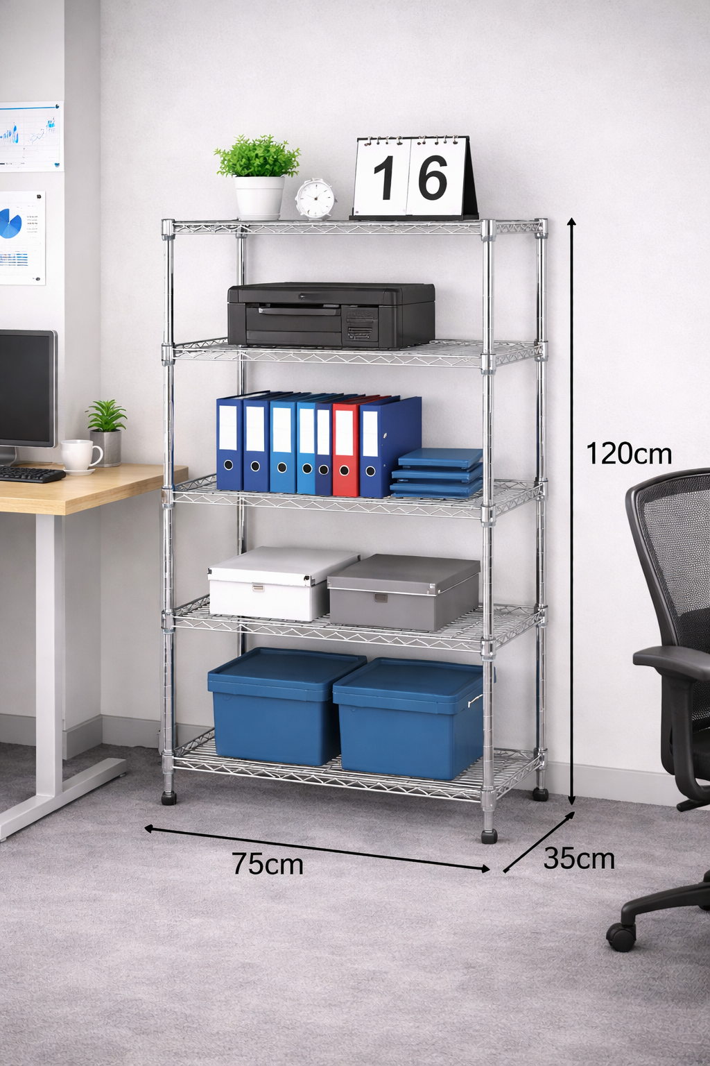 CJ-B1080 Estantería de metal para uso multiple 75cm x 35cm x 120cm