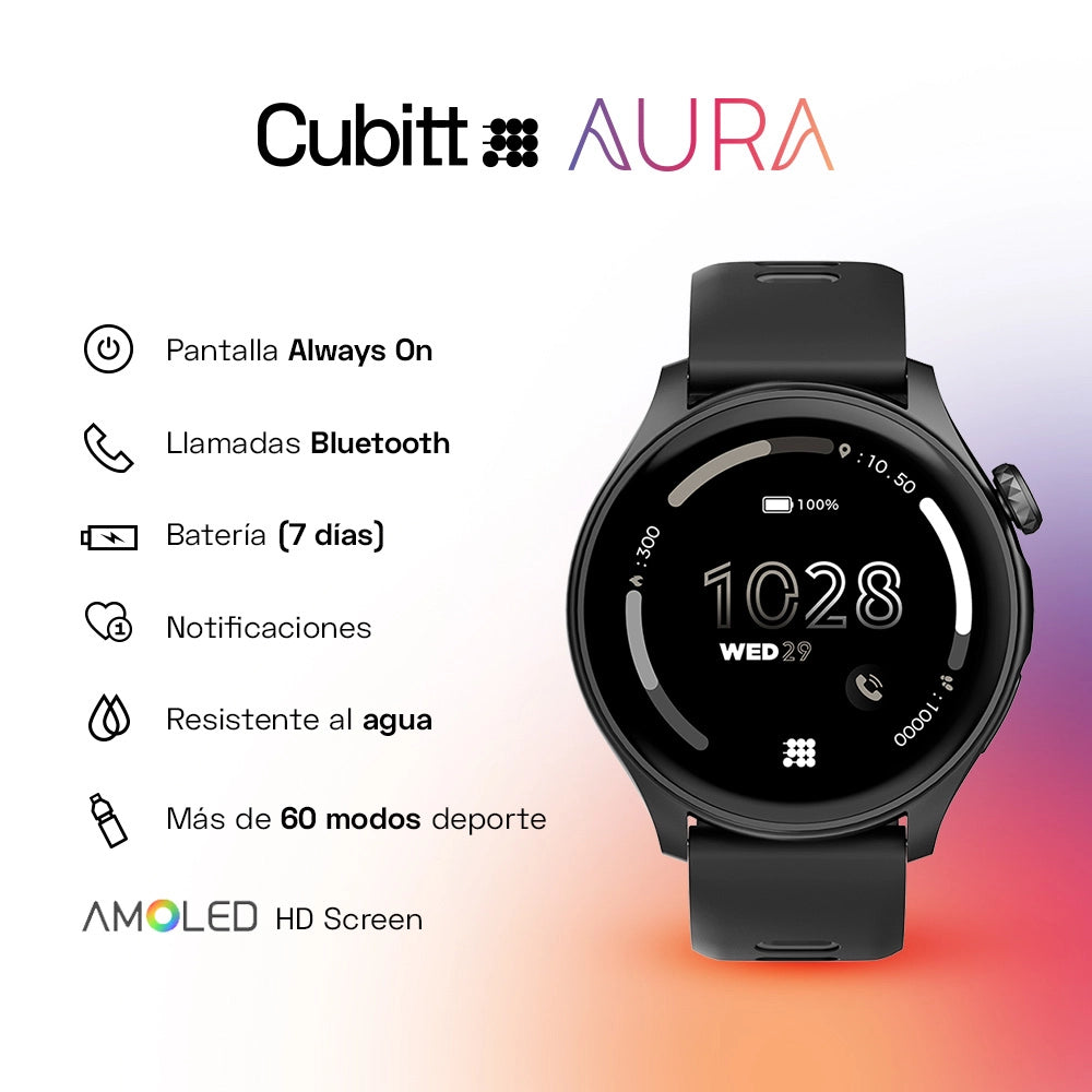 CT-AURA Reloj Inteligente Cubitt Unisex Pulsera Resina Bluetooth