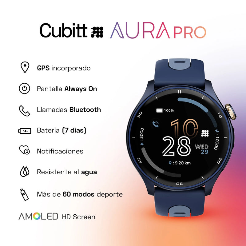 CT-AURAP Reloj Inteligente Cubitt Aura Pro Unisex Pulsera de Resina Bluetooth