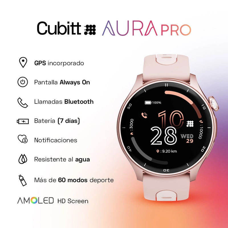 CT-AURAP Reloj Inteligente Cubitt Aura Pro Unisex Pulsera de Resina Bluetooth