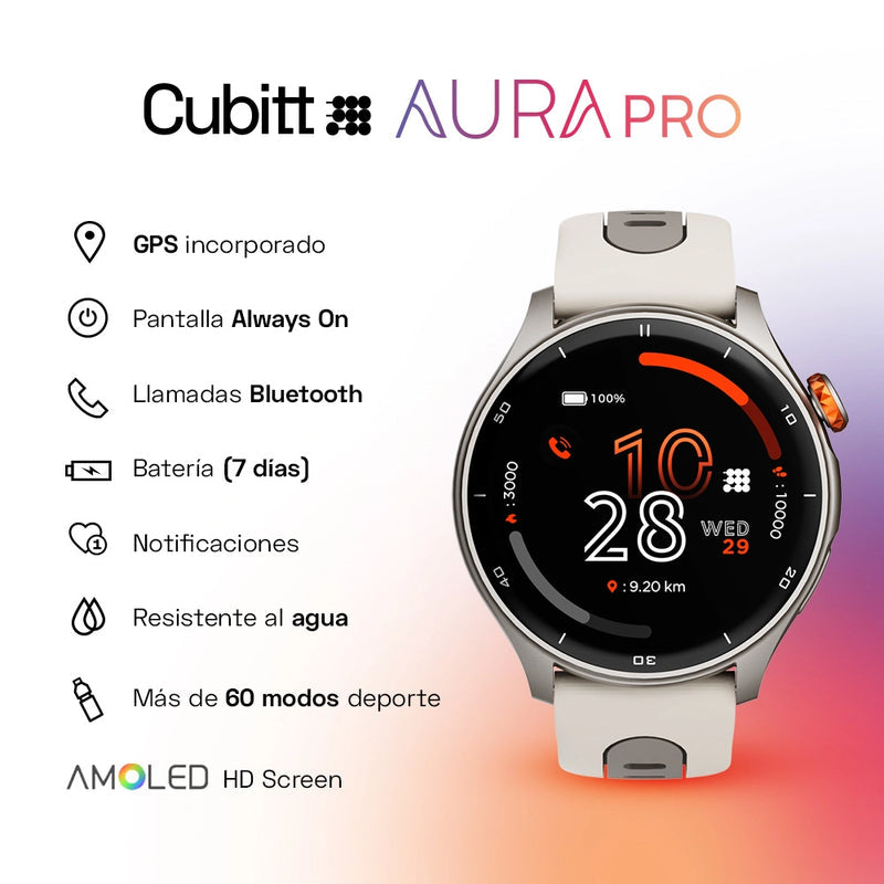 CT-AURAP Reloj Inteligente Cubitt Aura Pro Unisex Pulsera de Resina Bluetooth
