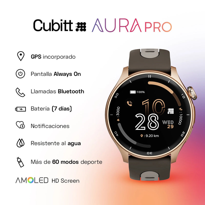 CT-AURAP Reloj Inteligente Cubitt Aura Pro Unisex Pulsera de Resina Bluetooth