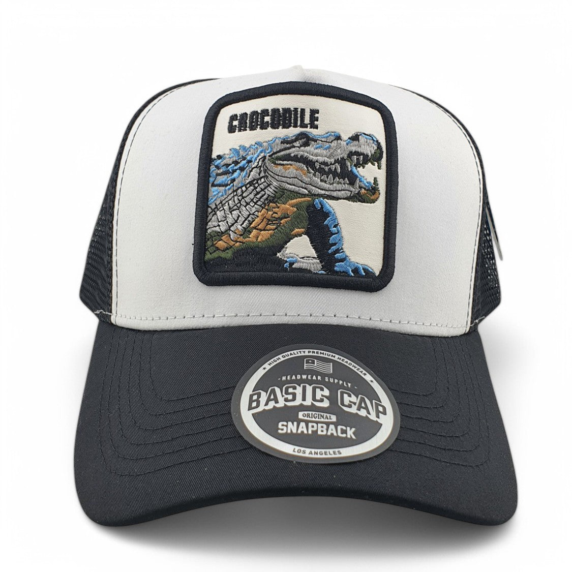 Gorras Basic Cap Con malla trasera Cocodrilo Crocodile Frente Blanco