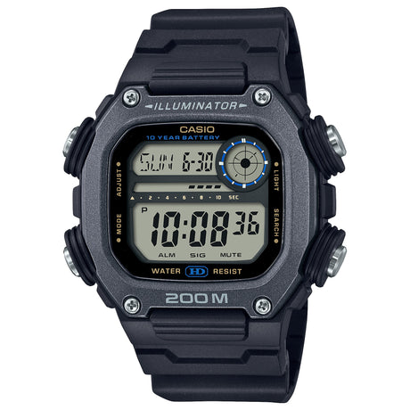 DW-291 Reloj Casio para Hombre Pulsera de Caucho Digital Illuminator 10 Años de Batería