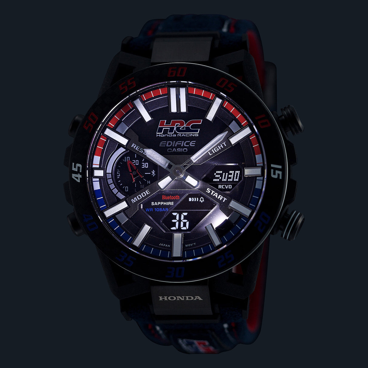 ECB-2000HR-1A Reloj Edifice Honda Racing para caballero correa de tela Bluetooth