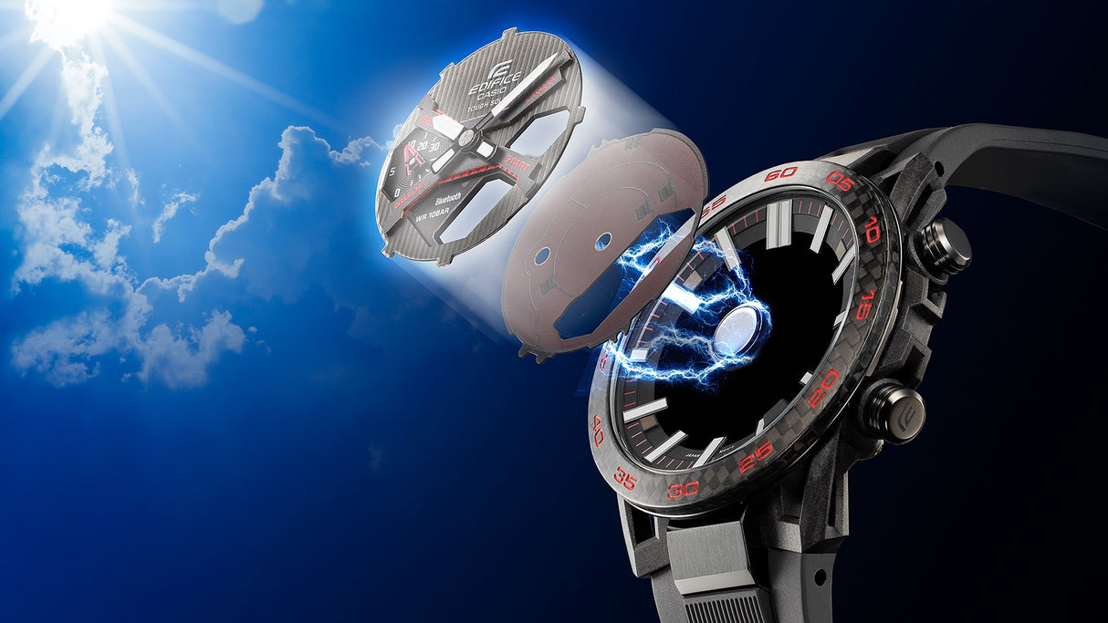 ECB-2200 Edifice Windflow Tough Solar Reloj para Hombre Pulsera de Metal Doble hora Bluetooth