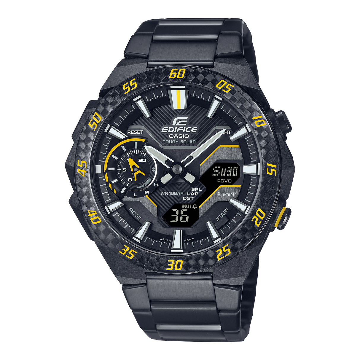 ECB-2200 Edifice Windflow Tough Solar Reloj para Hombre Pulsera de Metal Doble hora Bluetooth