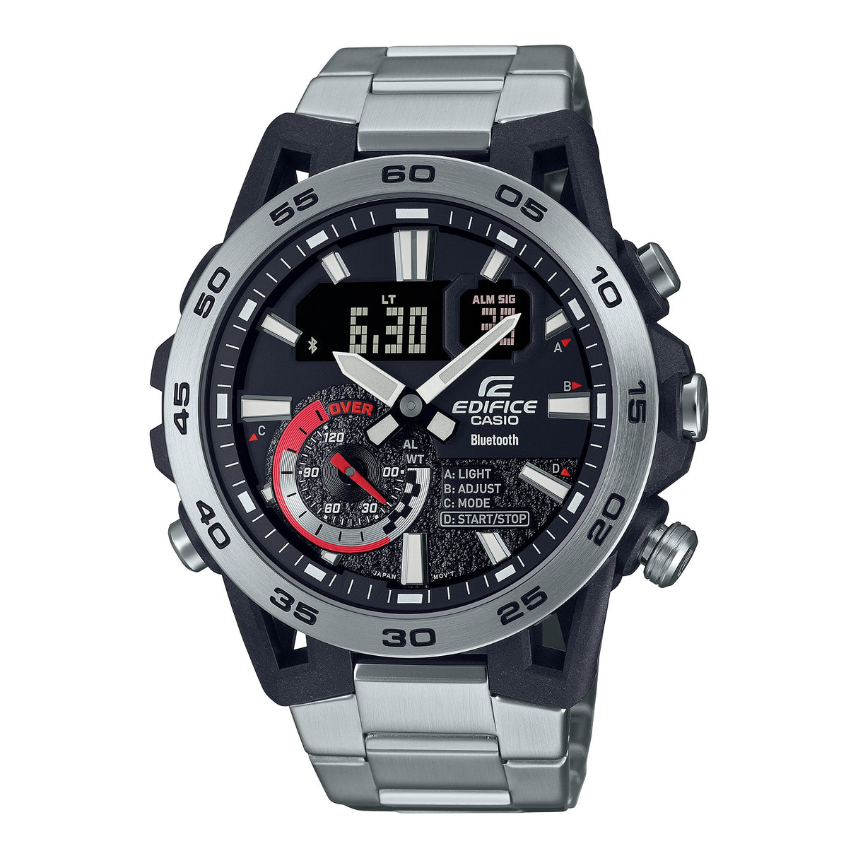 ECB-40 Edifice Reloj Doble Hora de Acero Inoxidable para Hombre con Bluetooth