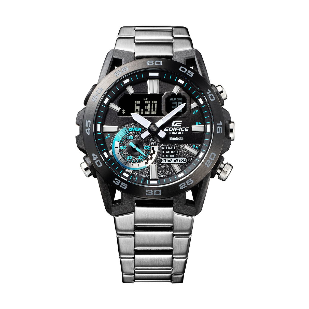 ECB-40 Edifice Reloj Doble Hora de Acero Inoxidable para Hombre con Bluetooth