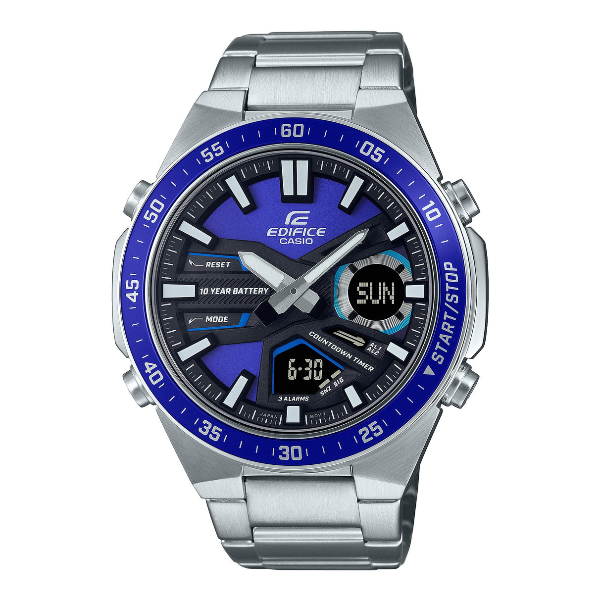 EFV-C110D Edifice Reloj Doble Hora de Acero Inoxidable para Caballero