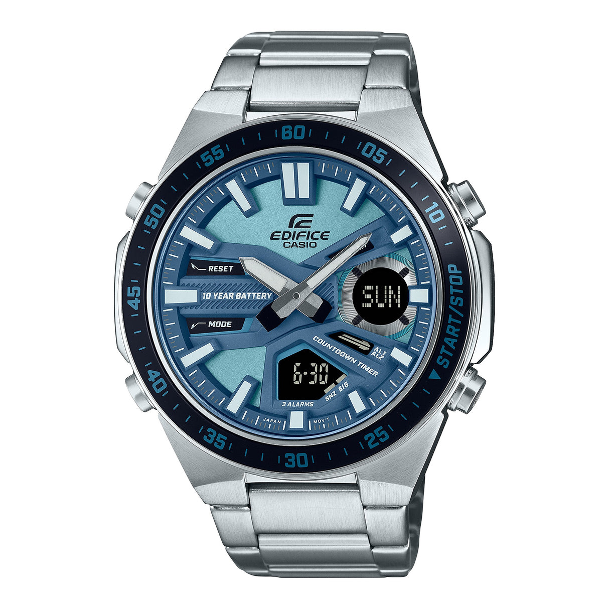 EFV-C110D Edifice Reloj Doble Hora de Acero Inoxidable para Caballero