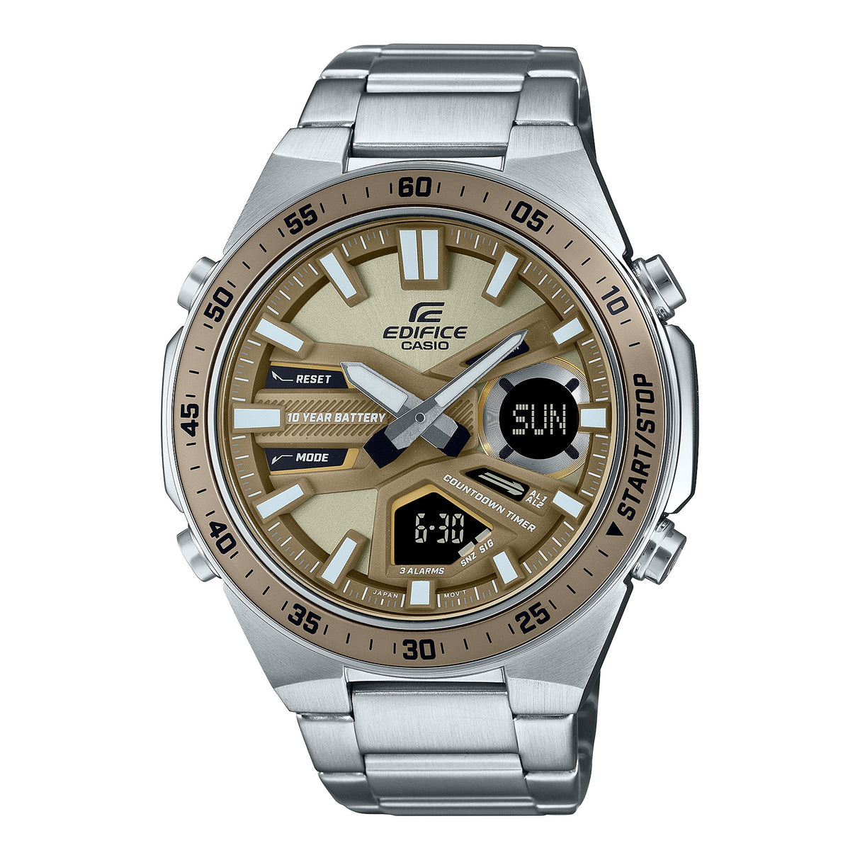 EFV-C110D Edifice Reloj Doble Hora de Acero Inoxidable para Caballero