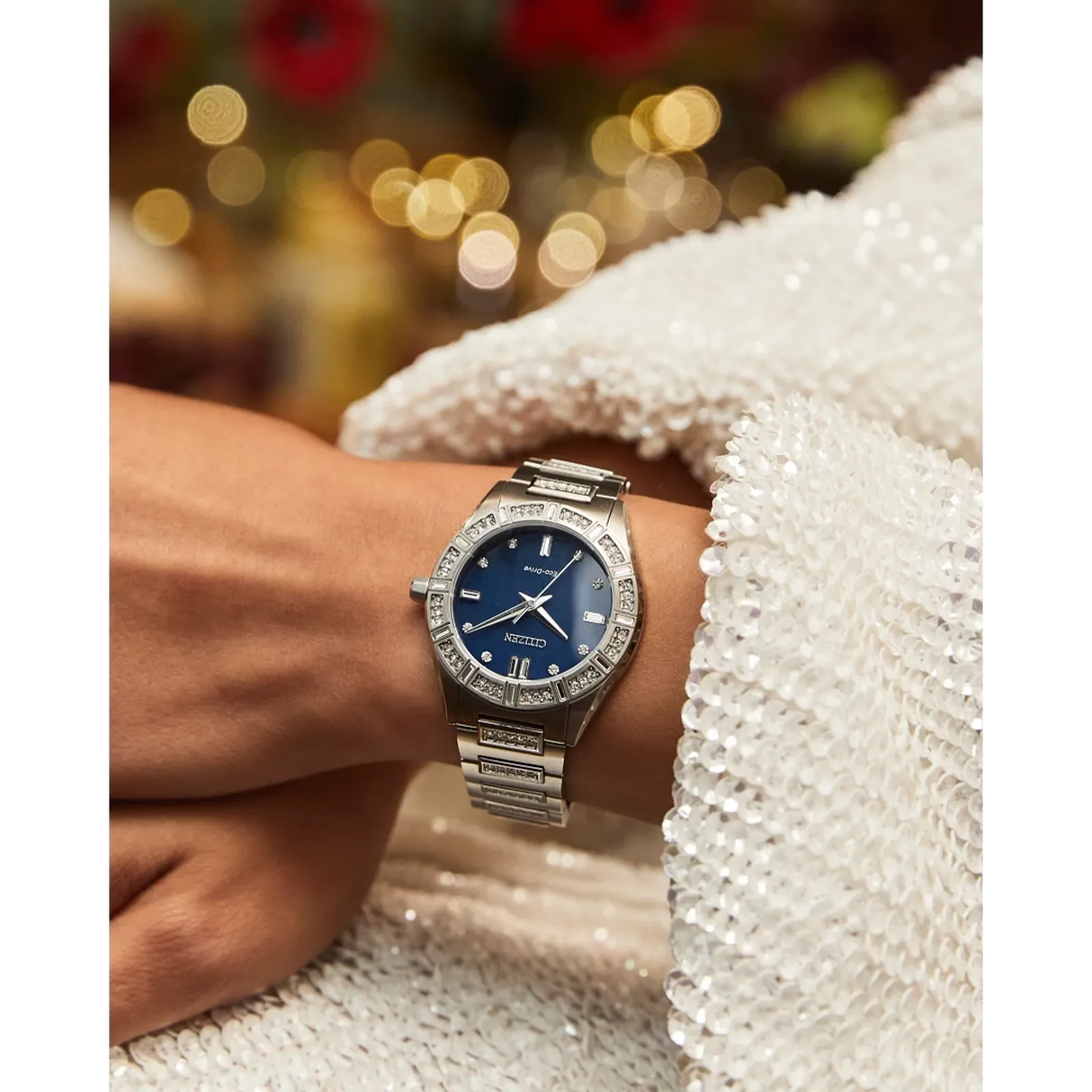 EM1020-57L Reloj Citizen Silhouette Crystal de dama pulsera de metal 34 mm