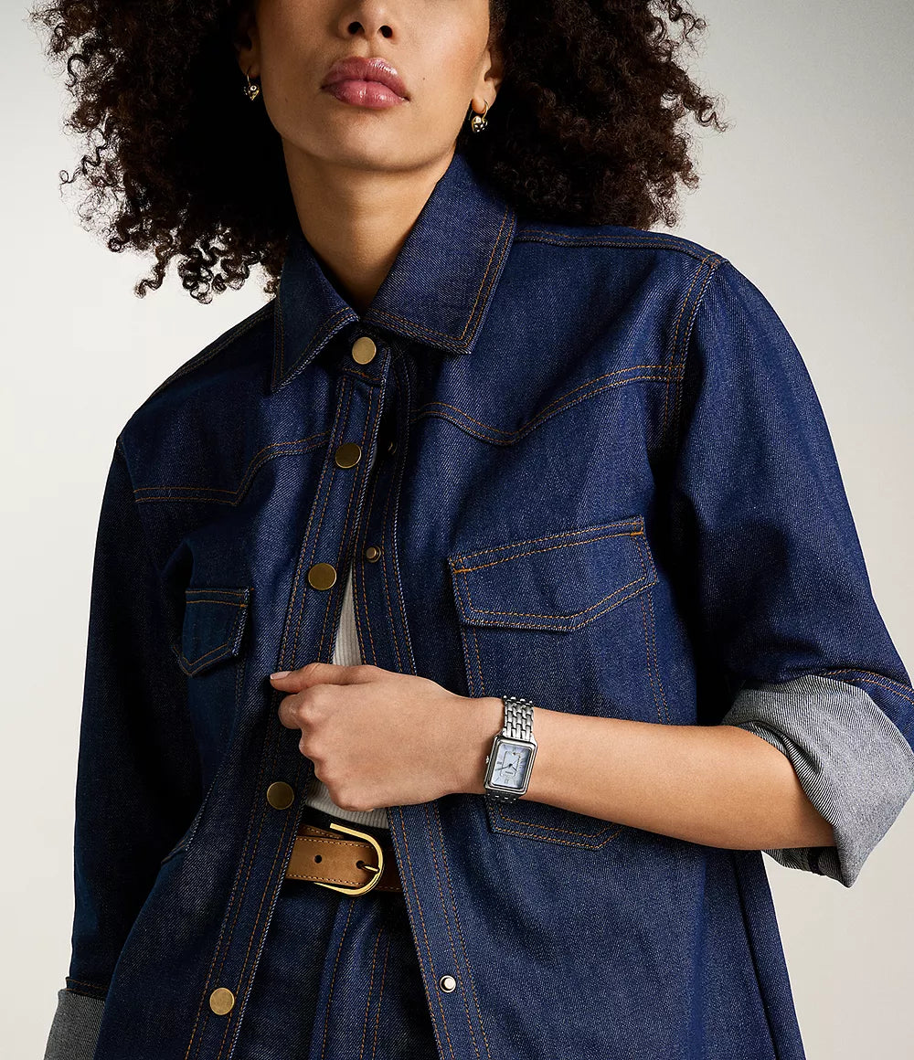 Reloj Fossil  para mujer pulsera de metal cuadrado