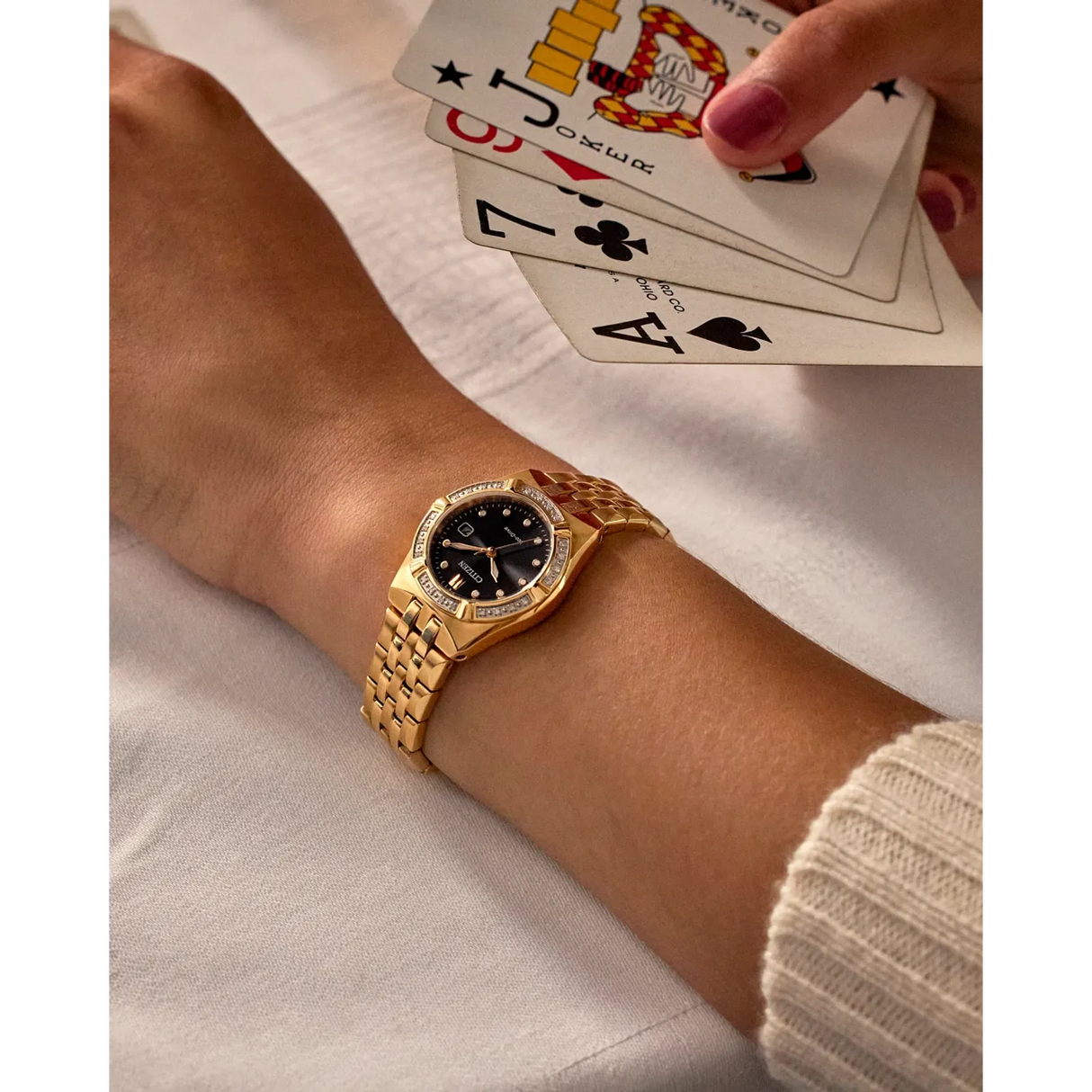 EW2712-55E Reloj Citizen Corso de dama pulsera de metal con diamantes incrustados 28 mm