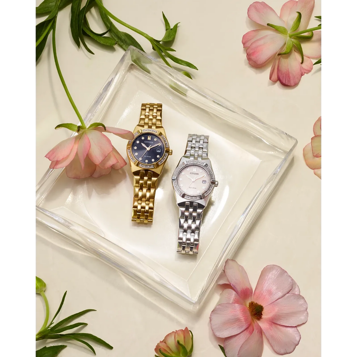 EW2712-55E Reloj Citizen Corso de dama pulsera de metal con diamantes incrustados 28 mm