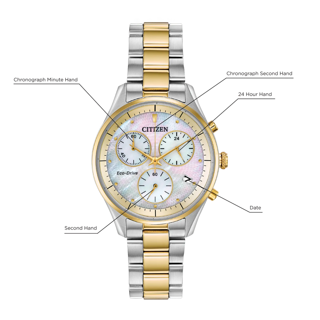 FB1444-56D Reloj Citizen Chandler Chrono de dama pulsera de metal