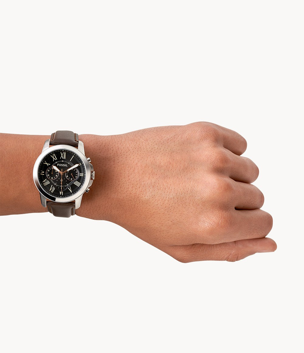 Reloj Fossil Grant de hombre banda de piel 44 mm