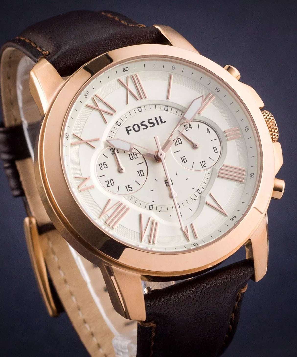 Reloj Fossil Grant de hombre banda de piel 44 mm