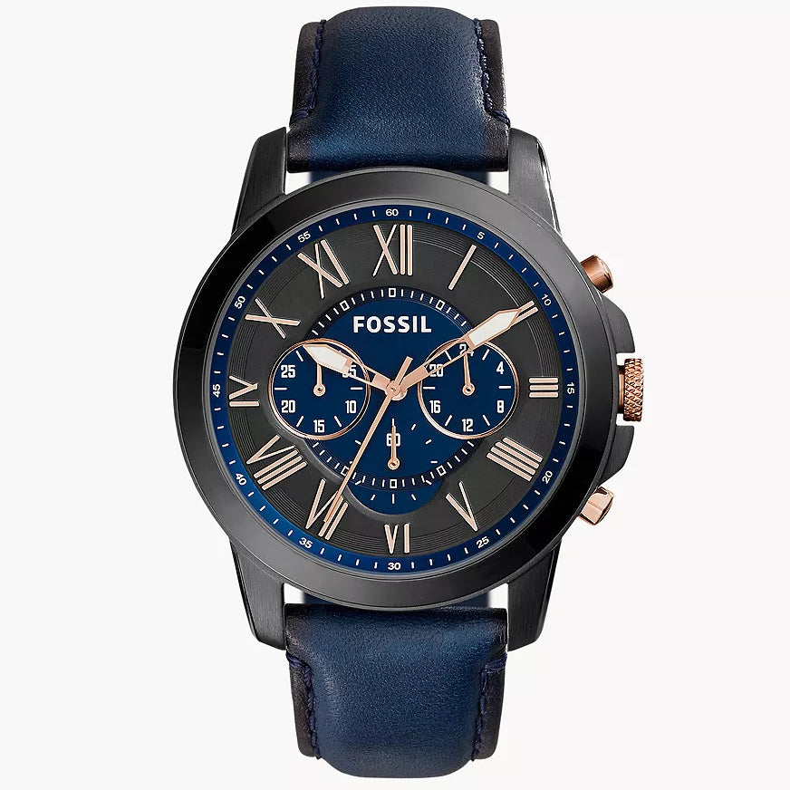 Reloj Fossil Grant de hombre banda de piel 44 mm