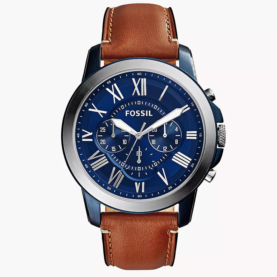 Reloj Fossil Grant de hombre banda de piel 44 mm