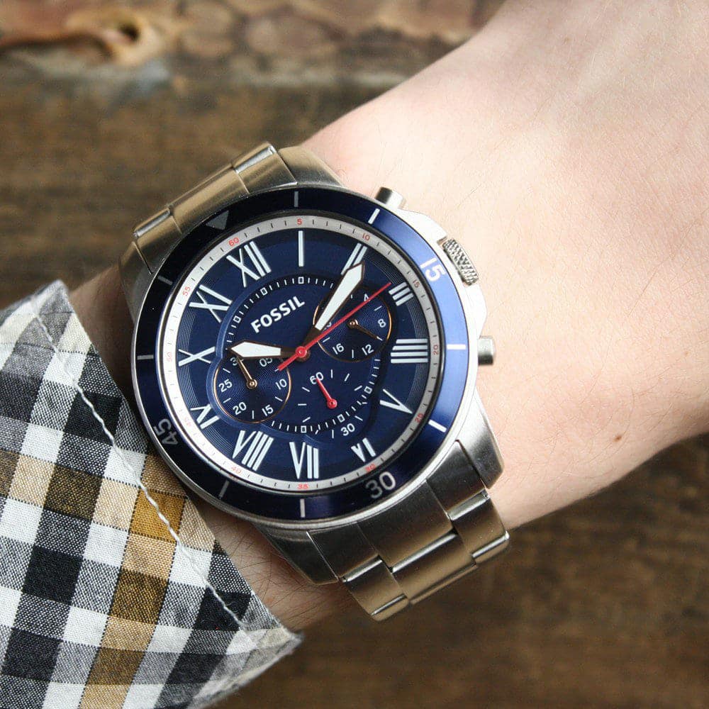 Reloj Fossil Grant de hombre banda de metal 43 mm