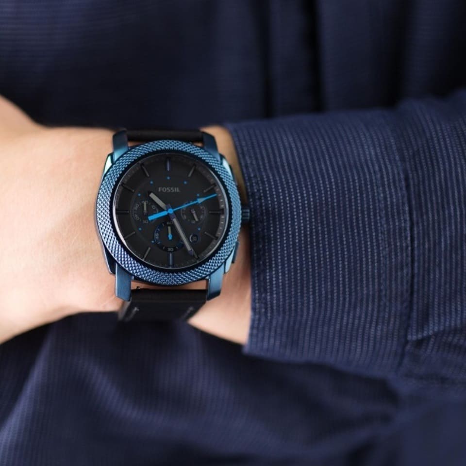 Reloj Fossil Machine de hombre pulsera de piel 46 mm