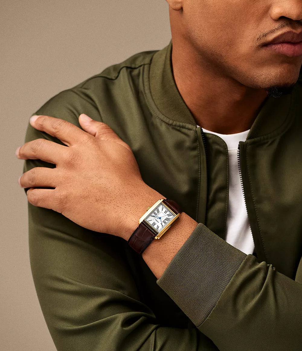 Reloj Fossil Carraway para caballero pulsera de cuero cuadrado