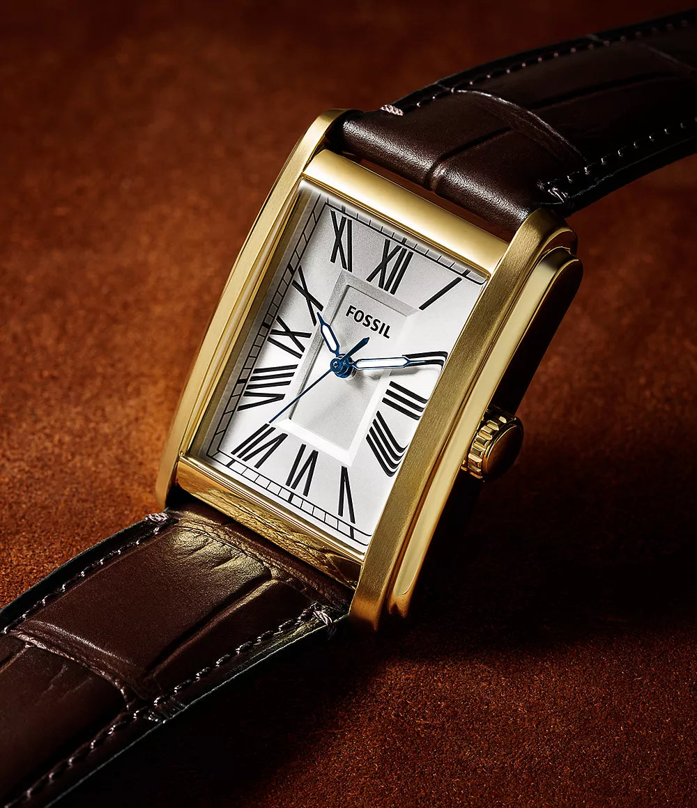 Reloj Fossil Carraway para caballero pulsera de cuero cuadrado
