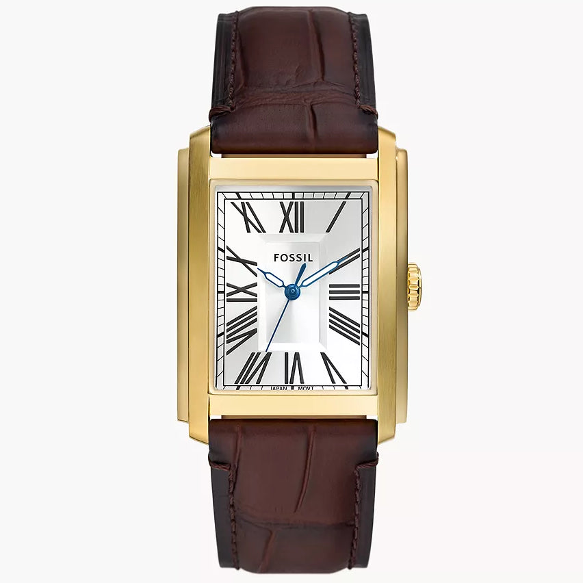 Reloj Fossil Carraway para caballero pulsera de cuero cuadrado