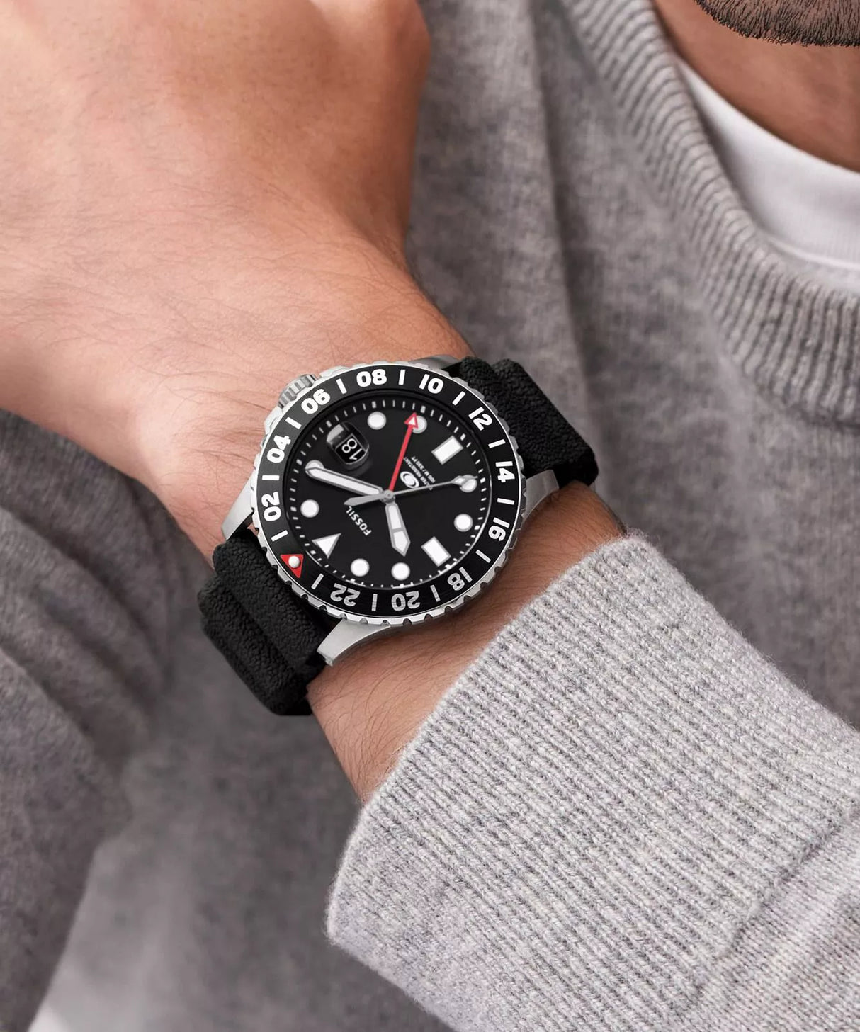 Reloj Fossil Blue GMT de caballero pulsera de caucho