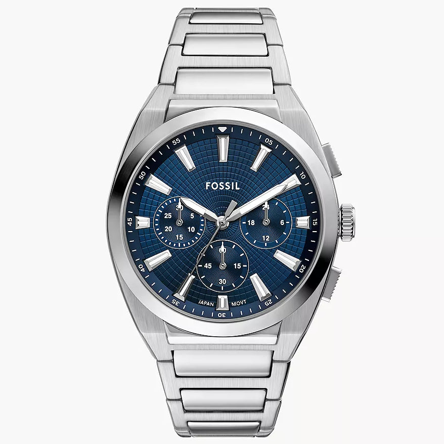 Reloj Fossil Everett Smoke de hombre banda de metal 44 mm