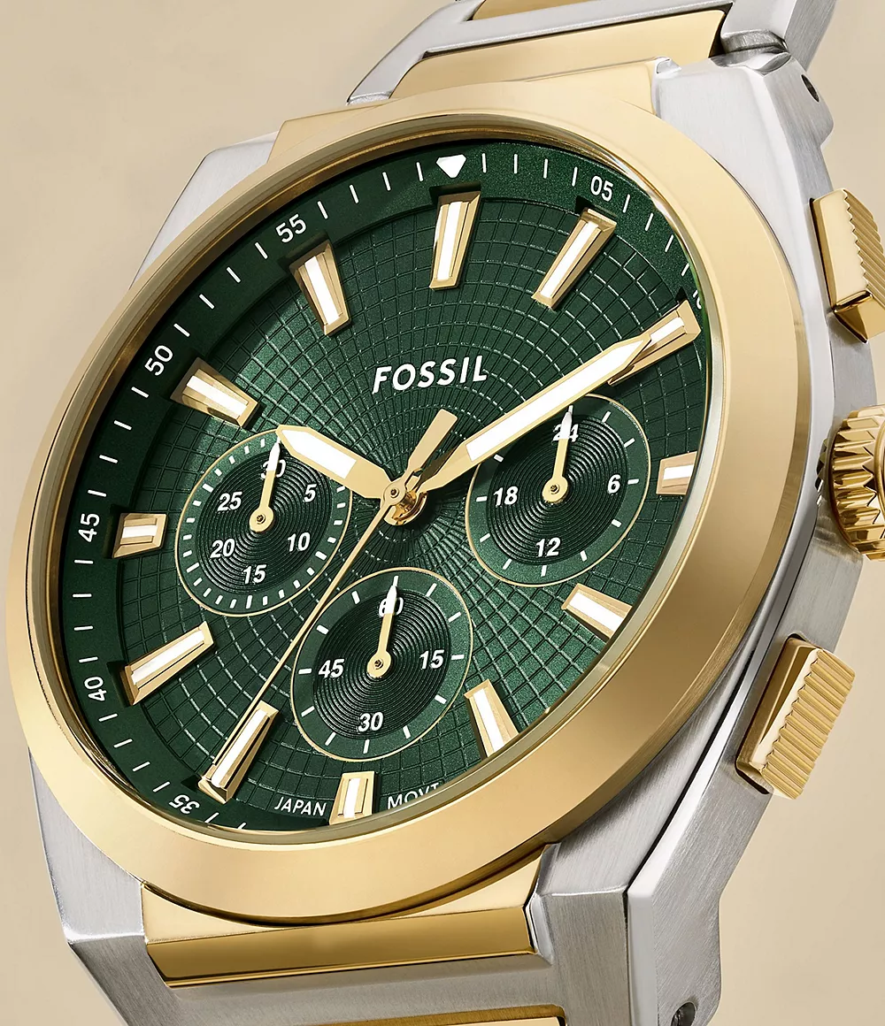 Reloj Fossil Everett Smoke de hombre banda de metal 44 mm