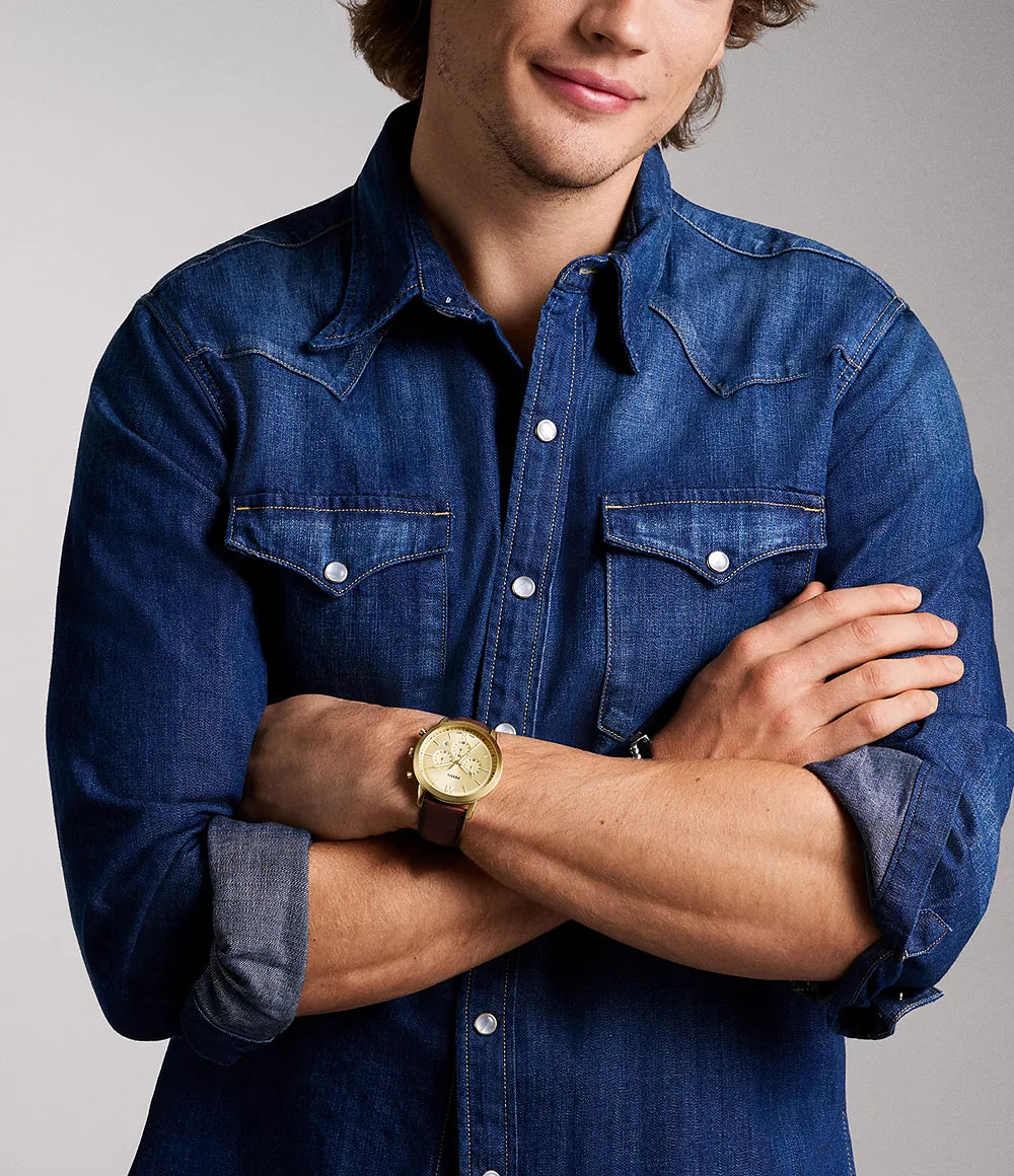 Fossil Neutra reloj Análogo para Caballero Correa de Cuero